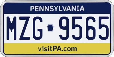 PA license plate MZG9565