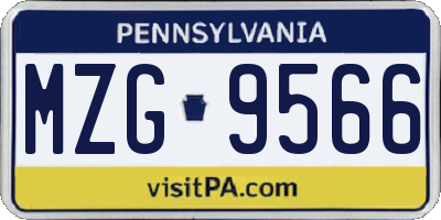 PA license plate MZG9566
