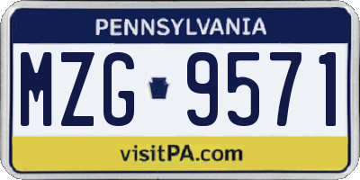 PA license plate MZG9571