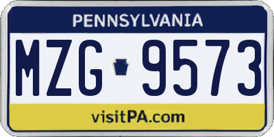 PA license plate MZG9573