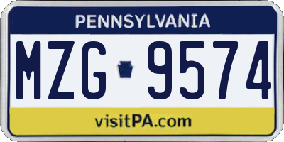PA license plate MZG9574
