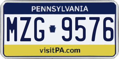PA license plate MZG9576