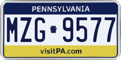 PA license plate MZG9577
