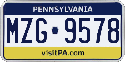 PA license plate MZG9578
