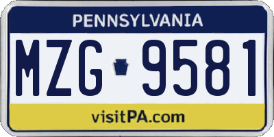 PA license plate MZG9581