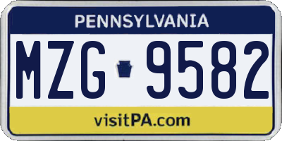 PA license plate MZG9582