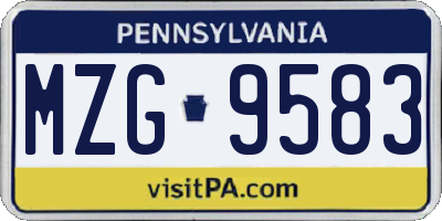 PA license plate MZG9583