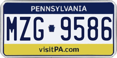 PA license plate MZG9586