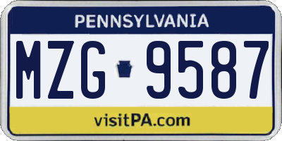 PA license plate MZG9587