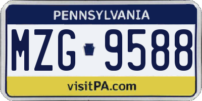 PA license plate MZG9588