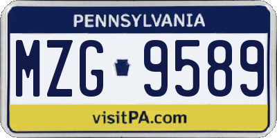 PA license plate MZG9589