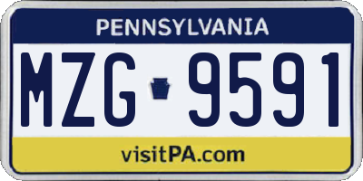 PA license plate MZG9591