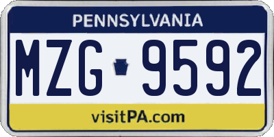 PA license plate MZG9592