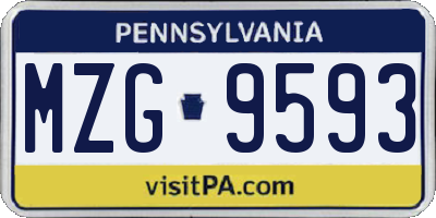 PA license plate MZG9593
