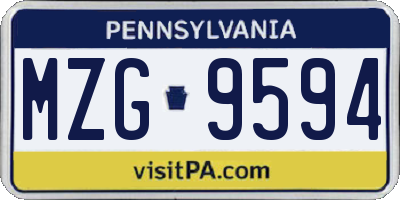 PA license plate MZG9594
