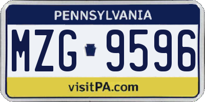 PA license plate MZG9596