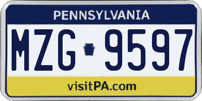 PA license plate MZG9597