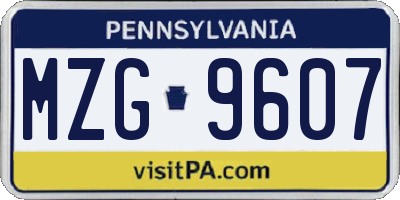 PA license plate MZG9607