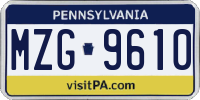 PA license plate MZG9610