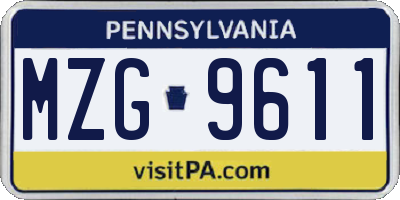 PA license plate MZG9611