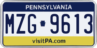 PA license plate MZG9613