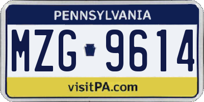 PA license plate MZG9614