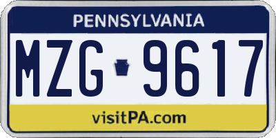 PA license plate MZG9617