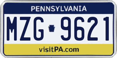 PA license plate MZG9621