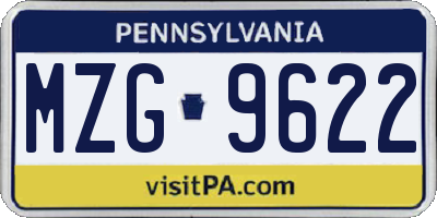 PA license plate MZG9622