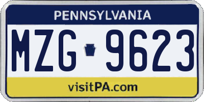 PA license plate MZG9623