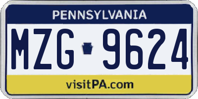 PA license plate MZG9624