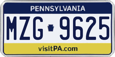 PA license plate MZG9625