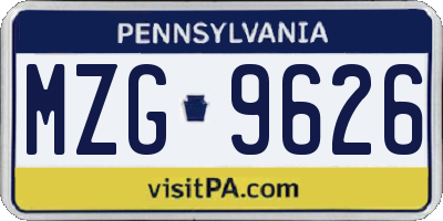 PA license plate MZG9626