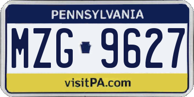 PA license plate MZG9627