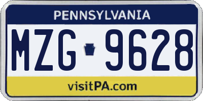 PA license plate MZG9628