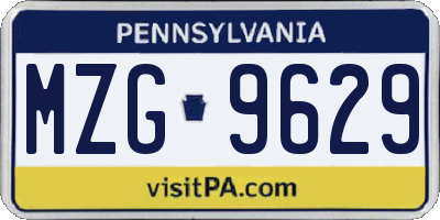 PA license plate MZG9629