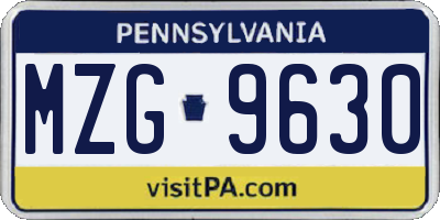 PA license plate MZG9630