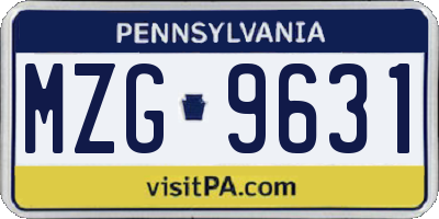 PA license plate MZG9631