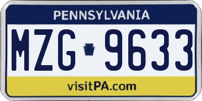 PA license plate MZG9633