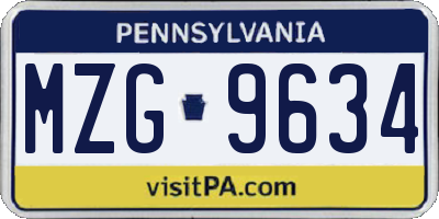PA license plate MZG9634