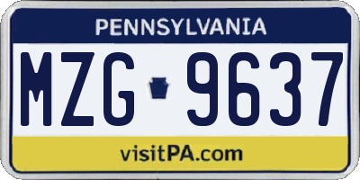 PA license plate MZG9637
