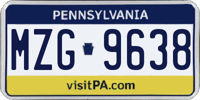 PA license plate MZG9638