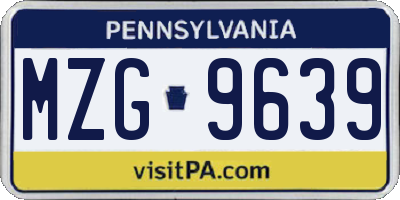PA license plate MZG9639