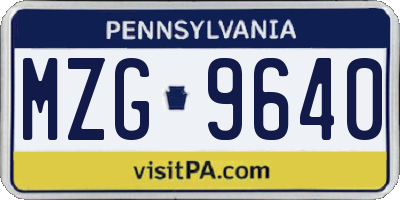 PA license plate MZG9640