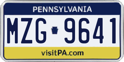 PA license plate MZG9641