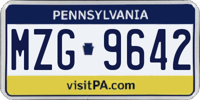 PA license plate MZG9642