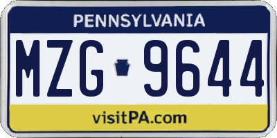 PA license plate MZG9644