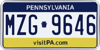 PA license plate MZG9646