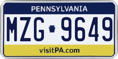 PA license plate MZG9649