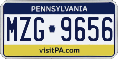 PA license plate MZG9656